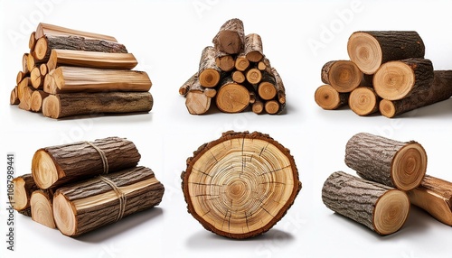 Wallpaper Mural stack of firewood isolated on white background set of Torontodigital.ca