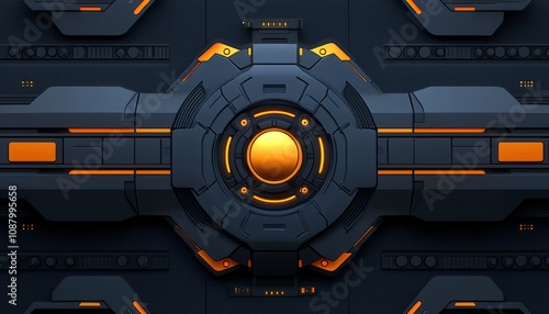 Futuristic Technology Panel with Orange Accents