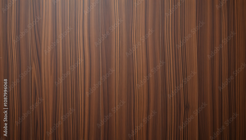 Naklejka premium Natural stylish dark nut veneer background as part of your interior. Natural wood texture, pattern of a long veneer, asian style