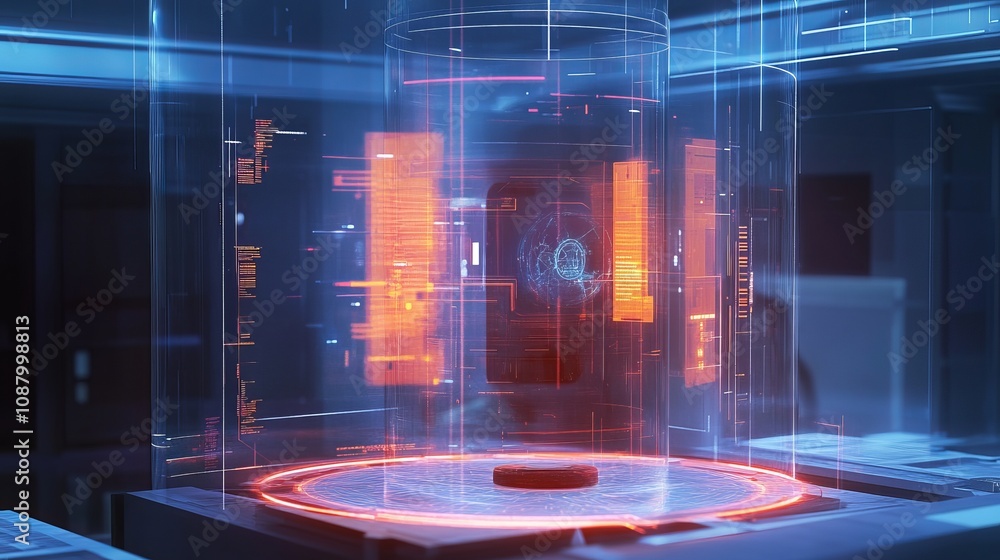 Obraz premium Cybersecurity Measures Implemented in Siamrat's Smart Contract System Virtual Environment Technology Visualization Low Resolution Innovative Solutions for Risk Management