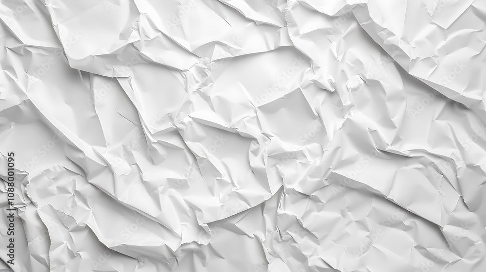 A close-up view of crumpled white paper texture, showcasing intricate folds and shadows, ideal for backgrounds and designs. A close-up view of crumpled white paper texture, showcasing intricate folds and shadows, ideal for backgrounds and designs.