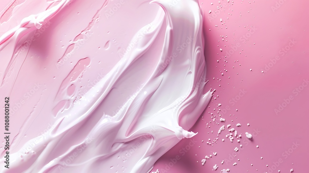 A close-up of creamy pink texture with glossy finish, suggesting beauty or skincare product. A close-up of creamy pink texture with glossy finish, suggesting beauty or skincare product.
