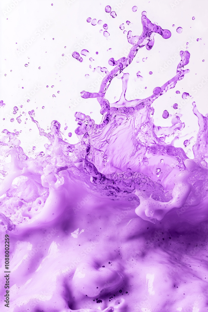Naklejka premium Vibrant purple splash capturing dynamic motion and energy in liquid art