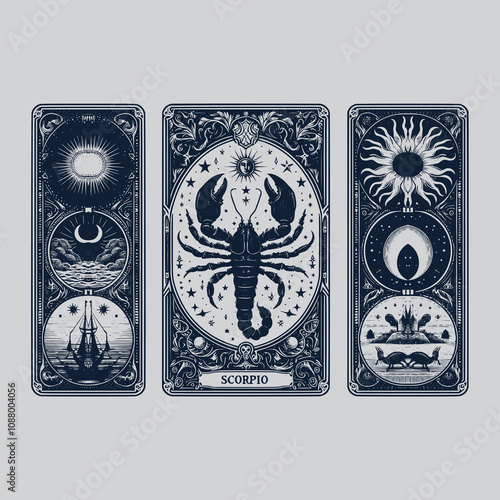gothic scorpio zodiak tattoo design