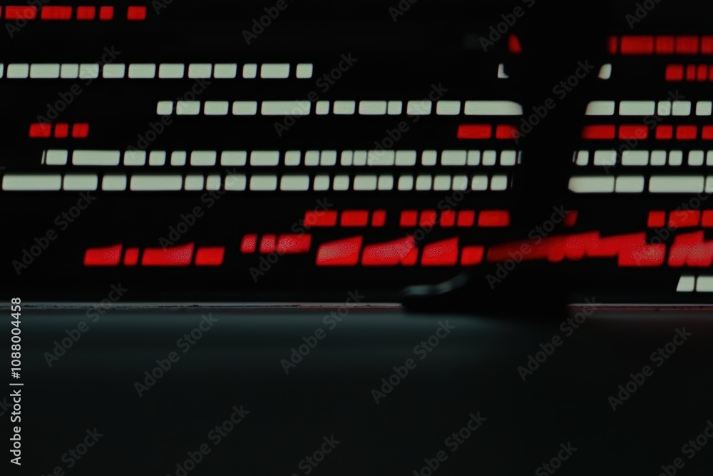 Abstract Motion Blur of a Walking Person with Illuminated Lines in Red and White Hues Creating a Dynamic Urban Atmosphere for Stock Photography