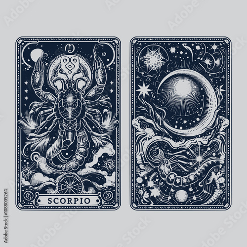 scorpio ouija tarot tattoo with zodiac art