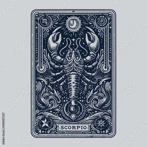hand-drawn scorpio ouija tarot tattoo