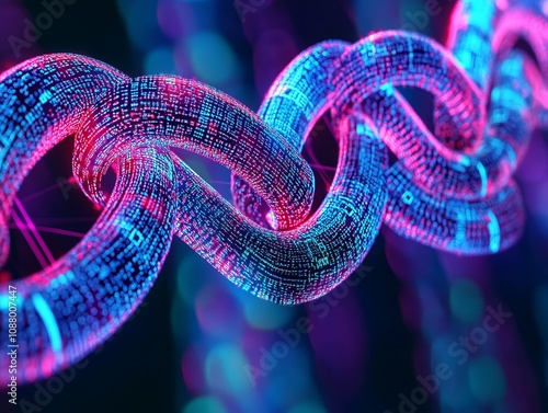 Dynamic Visualization of Blockchain Network Supporting Low Resolution Digital Art Abstract Futuristic High-Tech Environment Conceptual Viewpoint for Modern Innovation