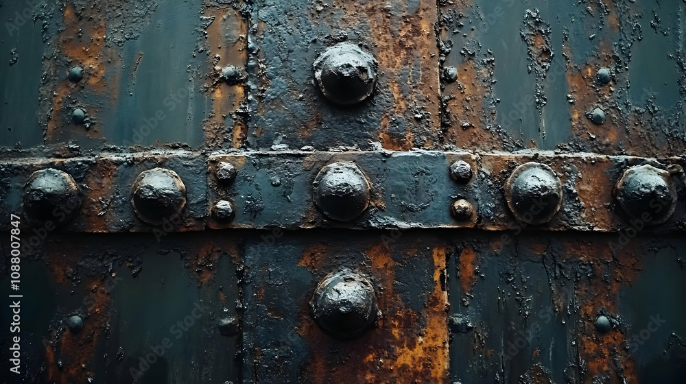 Rusty Metal Texture with Rivets - Abstract Background Rusty Metal Texture with Rivets - Abstract Background