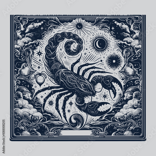 vintage scorpio ouija tarot tattoo design