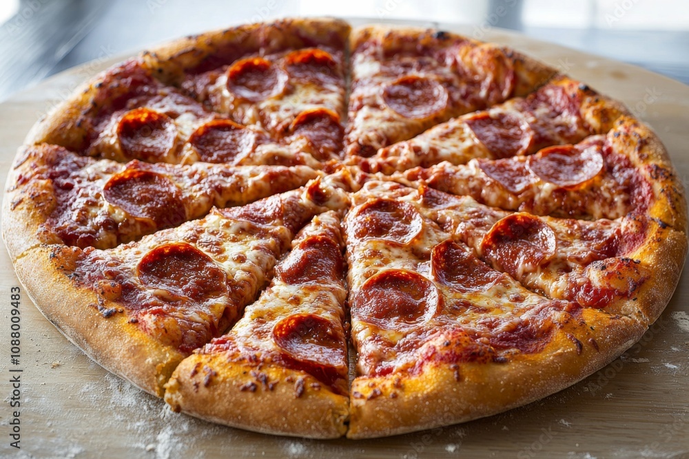 Delicious Pizza on Table Close Up Delicious Pizza on Table Close Up