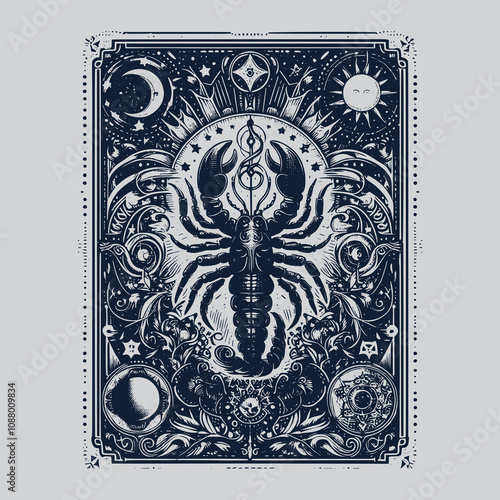 scorpio zodiak ouija tarot playing card tattoo