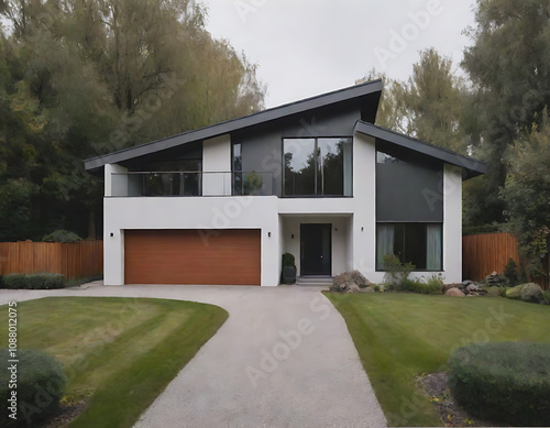 Postmodern Minimalist House Design, created by Generative AI