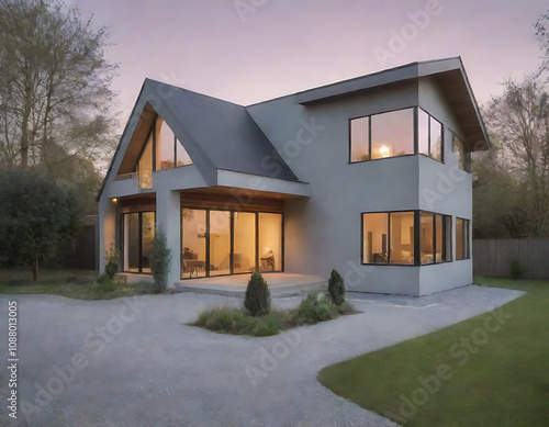 Postmodern Minimalist House Design, created by Generative AI