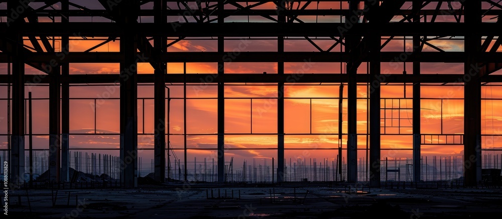 Silhouette of Steel Framework at a Construction Site