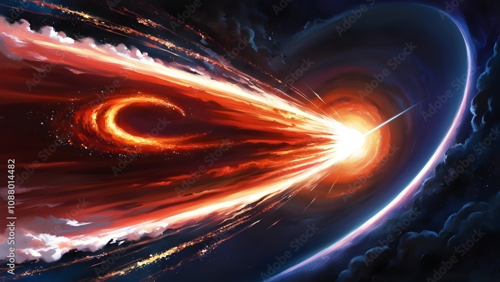 radiant comet trailing vivid stardust through a galactic setting, ideal for prints radiant comet trailing vivid stardust through a galactic setting, ideal for prints