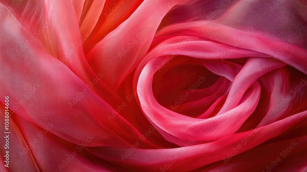 Delicate Layers of Soft Pink and Red Fabric Creating a Beautiful Swirling Pattern, Perfect for Textiles, Backgrounds, and Elegant Design Projects Delicate Layers of Soft Pink and Red Fabric Creating a Beautiful Swirling Pattern, Perfect for Textiles, Backgrounds, and Elegant Design Projects