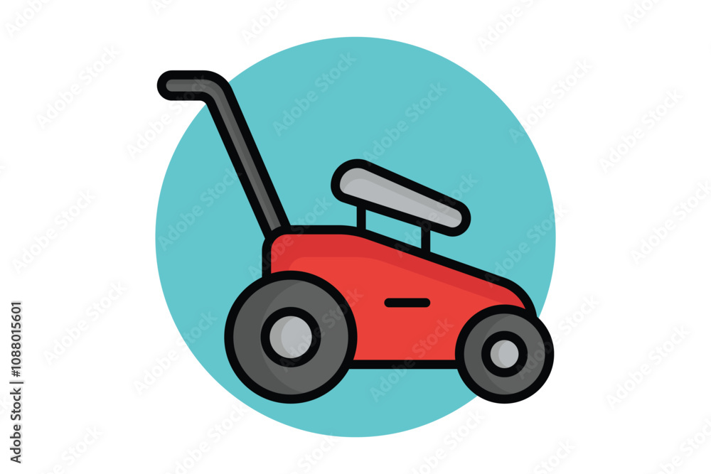 Lawn mower icon. colored outline icon style. icon related to gardening. gardening tools elements vector illustration Lawn mower icon. colored outline icon style. icon related to gardening. gardening tools elements vector illustration