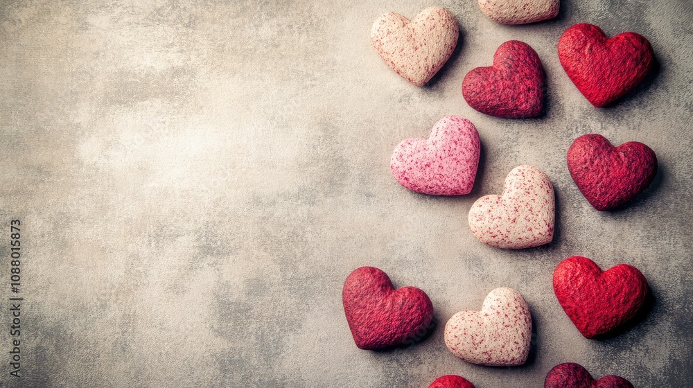 Colorful Heart-Shaped Cookies Arranged Beautifully on a Rustic Background Perfect for Celebrations, Events, and Romantic Occasions Colorful Heart-Shaped Cookies Arranged Beautifully on a Rustic Background Perfect for Celebrations, Events, and Romantic Occasions