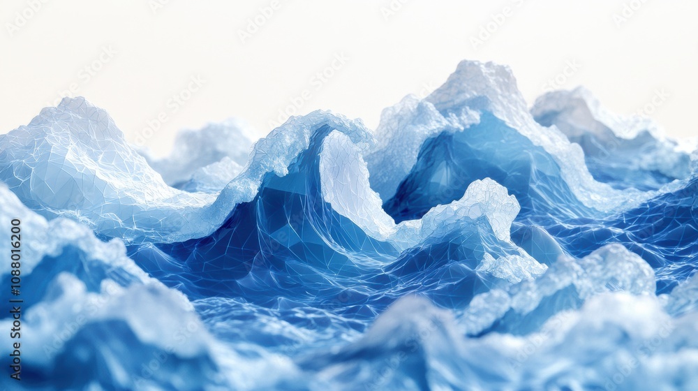 Obraz premium Stunning Abstract Ocean Waves in Blue Tones Showcasing Intricate Details and Textures Evoking a Sense of Calm and Natural Beauty for Creative Projects