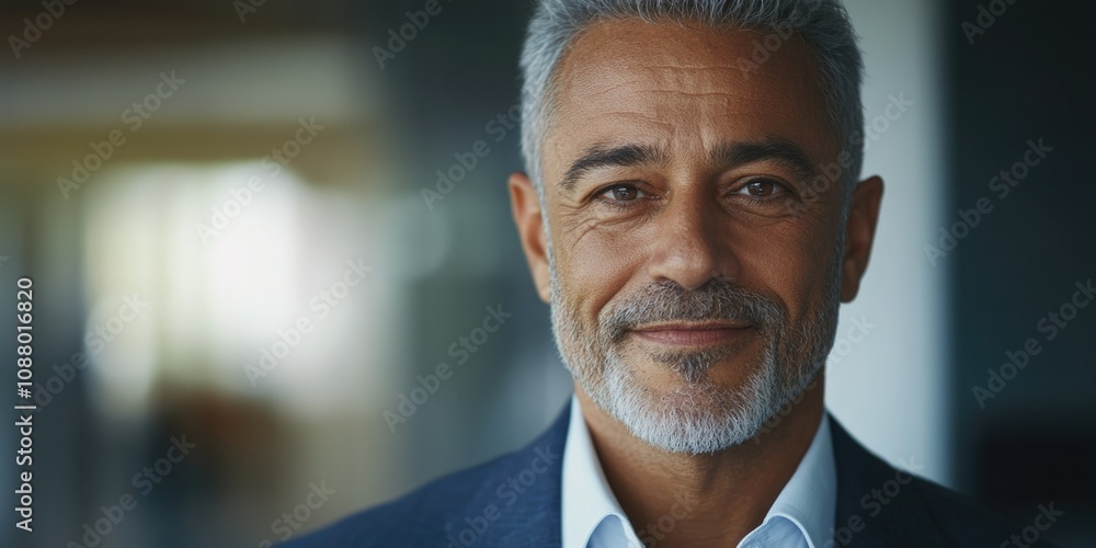 Mature Man with Beard Smiling Professionally Mature Man with Beard Smiling Professionally