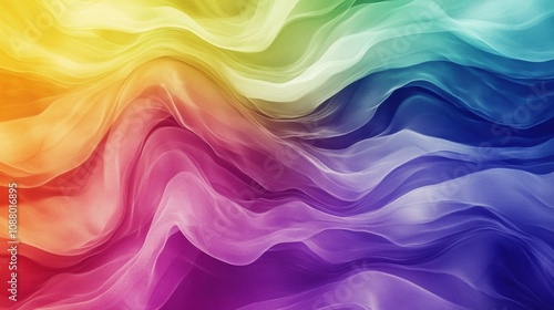 Colorful Abstract Waves Flowing Seamlessly Through Gradient Spectrum of Bright Shades, Creating a Vibrant and Energetic Visual Experience for Background Design