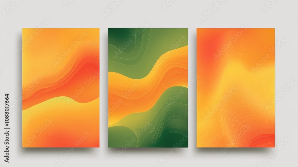 Naklejka premium Abstract Gradient Artwork Featuring Warm Orange and Green Tones, Ideal for Modern Home Decor or Creative Projects, Evoking Feelings of Energy and Vibrancy