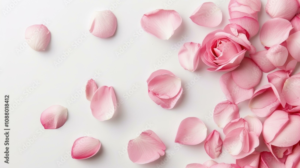 Delicate pink petals arranged in a flat lay create a soothing aesthetic, perfect for floral design inspiration. Delicate pink petals arranged in a flat lay create a soothing aesthetic, perfect for floral design inspiration.