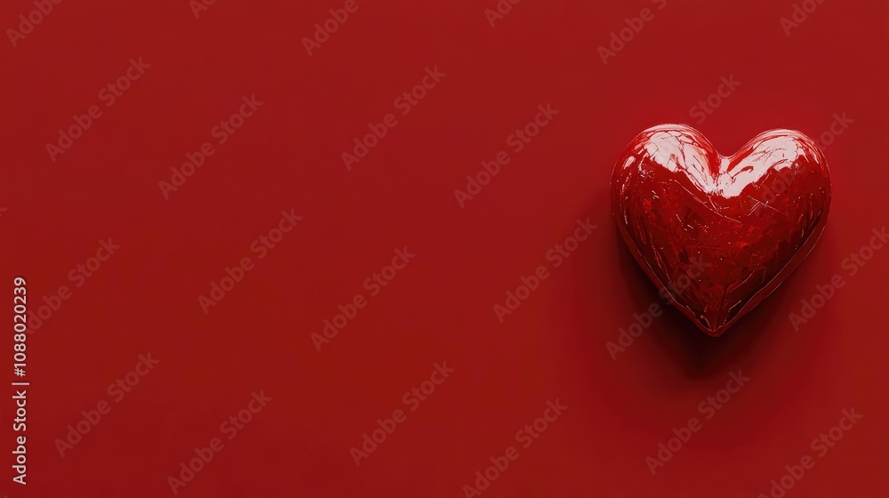 Glossy Red Heart Sculpture on Deep Red Background Symbolizing Love, Passion, Affection, and Romance for Valentine's Day Celebrations and Heartfelt Moments Glossy Red Heart Sculpture on Deep Red Background Symbolizing Love, Passion, Affection, and Romance for Valentine's Day Celebrations and Heartfelt Moments
