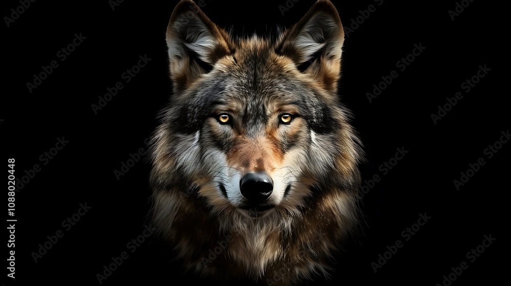A detailed and realistic illustration of a wolf's face, showcasing its intense gaze and fur texture. A detailed and realistic illustration of a wolf's face, showcasing its intense gaze and fur texture.