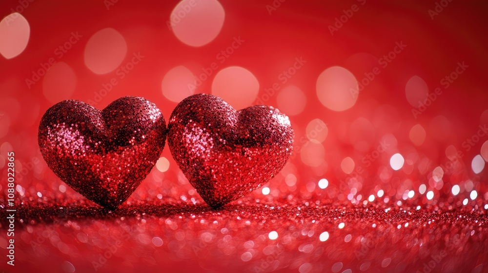 Sparkling Red Hearts Glimmering on a Shimmering Red Background for Romantic Celebrations, Valentine’s Day, Engagements, and Love-Themed Events Sparkling Red Hearts Glimmering on a Shimmering Red Background for Romantic Celebrations, Valentine’s Day, Engagements, and Love-Themed Events