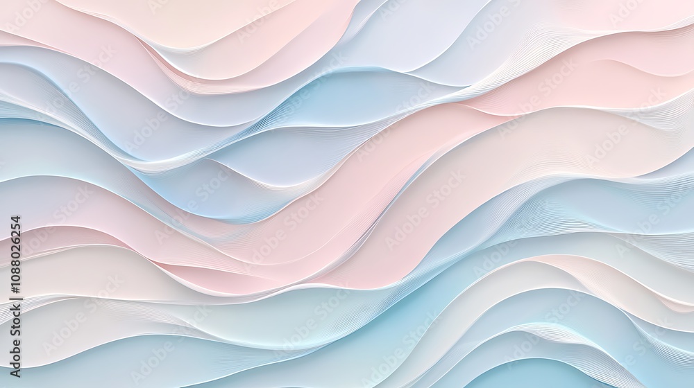 Flowing wave patterns in muted pastel colors creating a serene ocean-inspired design Flowing wave patterns in muted pastel colors creating a serene ocean-inspired design