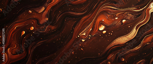 Wallpaper Mural A painting of a brown wave with gold paint Torontodigital.ca