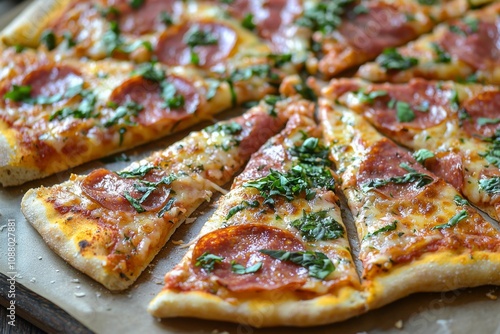 Delicious Pizza on Table Close Up