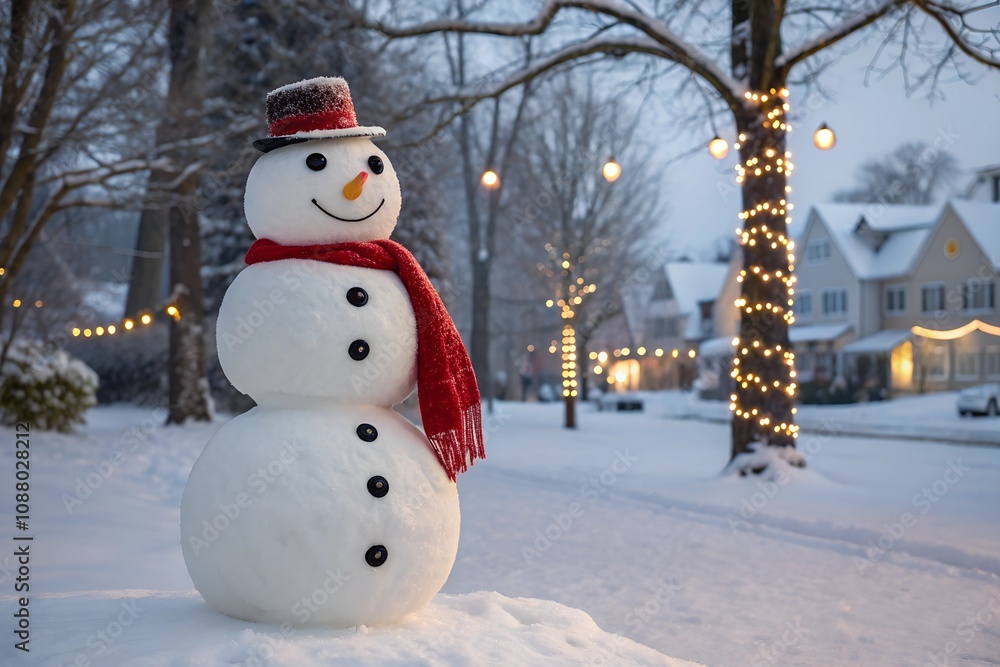 Fototapeta premium Happy Snowman in Winter Wonderland