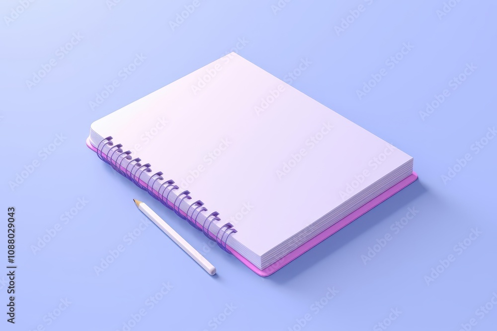 A notebook, 3D Rendering, isometric, icon isolated on soft background A notebook, 3D Rendering, isometric, icon isolated on soft background