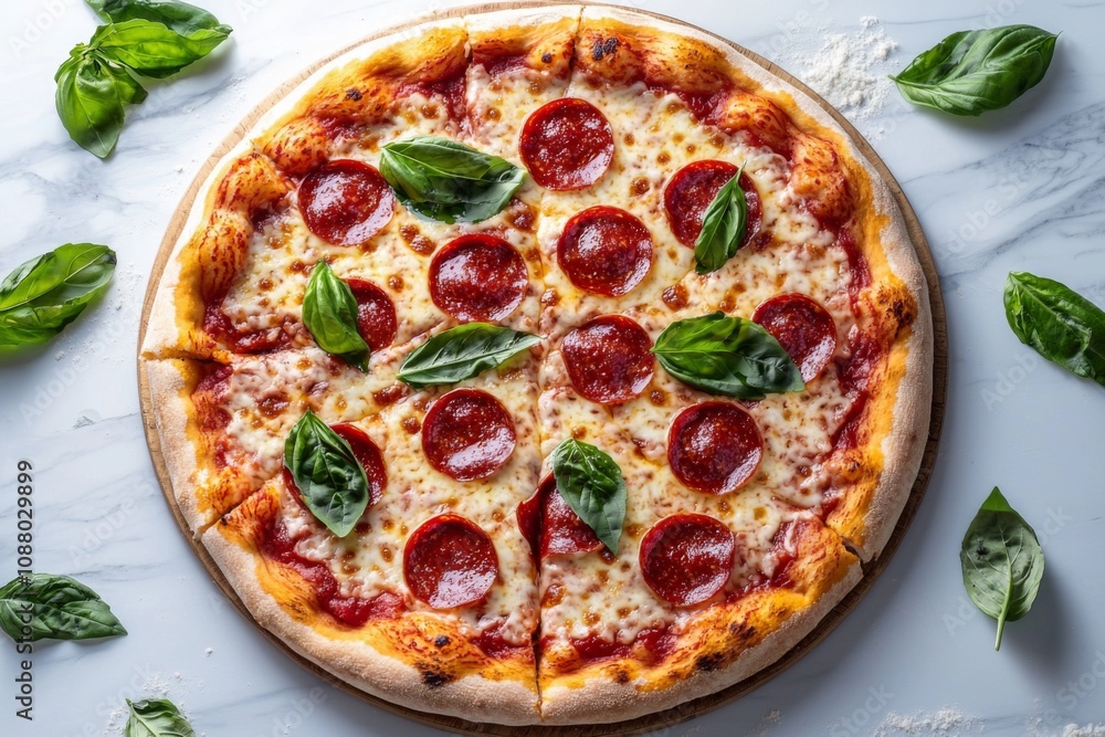 Delicious Pizza on Table Close Up Delicious Pizza on Table Close Up