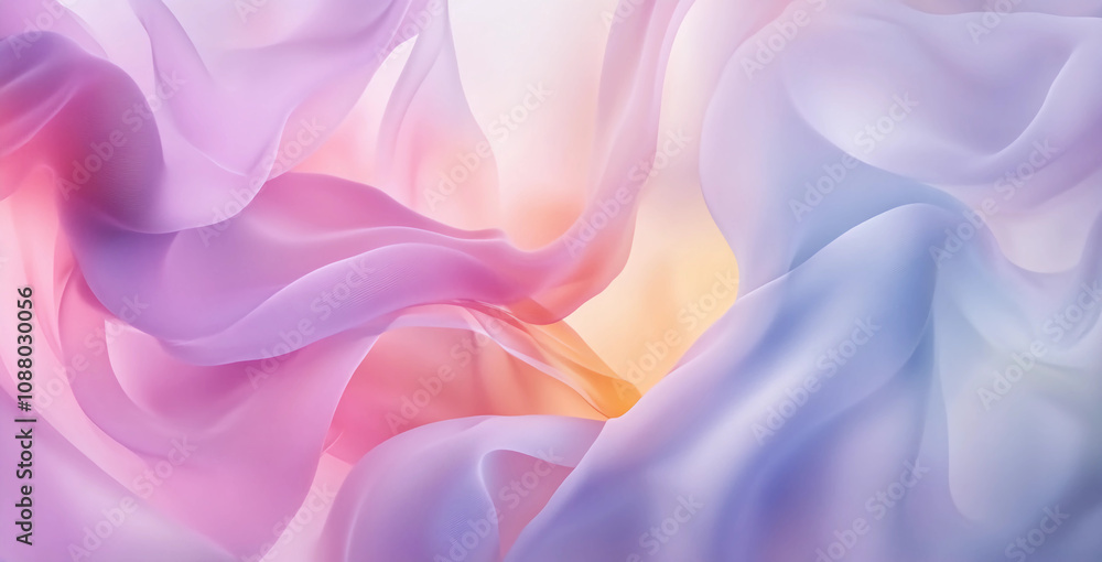 Obraz premium A colorful, flowing piece of fabric with a pink and purple hue