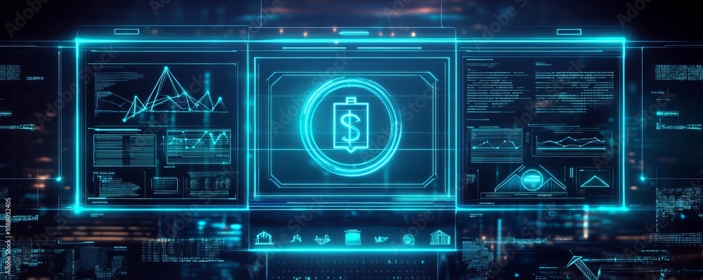 Futuristic law enforcement dashboard display digital workspace data visualization high-tech environment close-up view smart contract insights Futuristic law enforcement dashboard display digital workspace data visualization high-tech environment close-up view smart contract insights