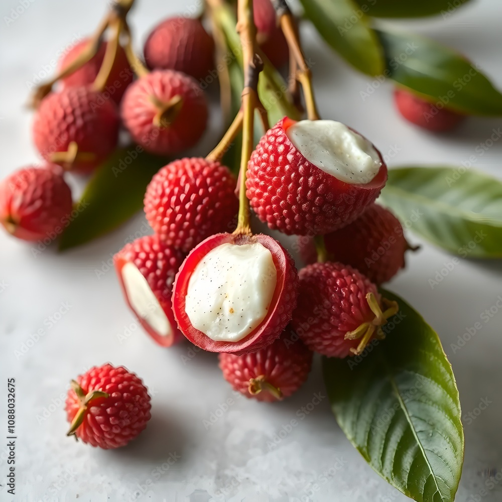 Half cleaned lychee as background Half cleaned lychee as background