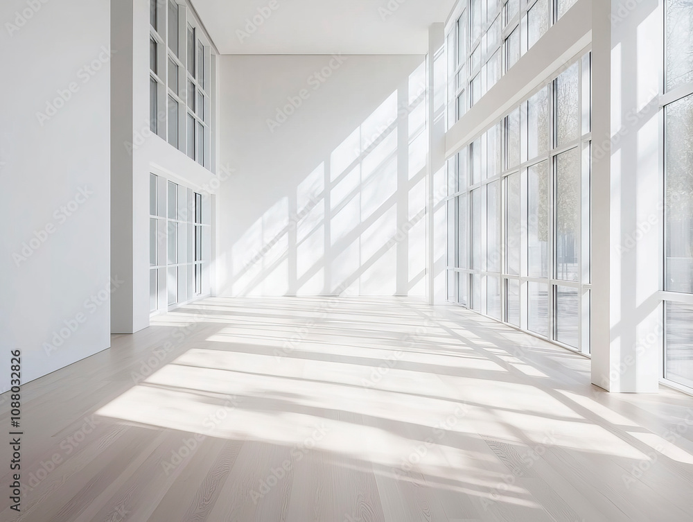 Obraz premium Sunlit Empty Modern Gallery Interior