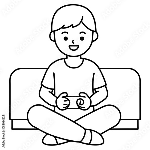  boy relax at home playing video games