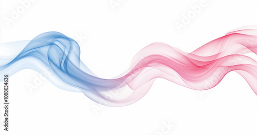 A blue and red wave on a white background