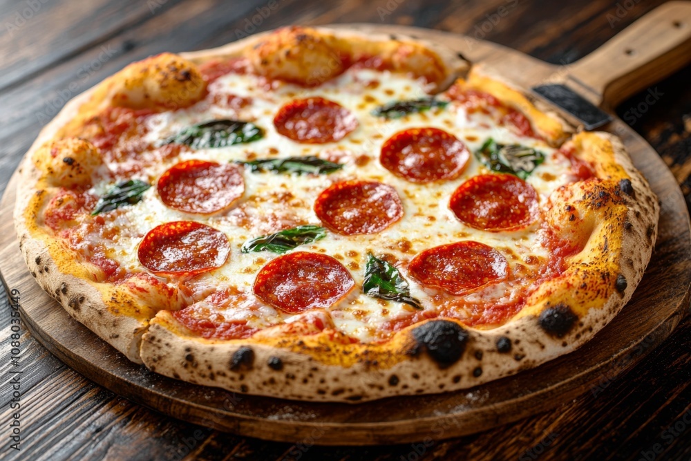 Delicious Pizza on Table Close Up Delicious Pizza on Table Close Up
