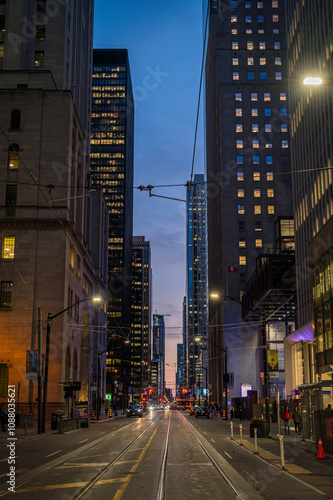 Photography Toronto downtown street scene at night
