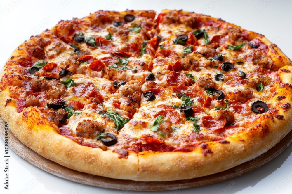 Delicious Pizza on Table Close Up Delicious Pizza on Table Close Up