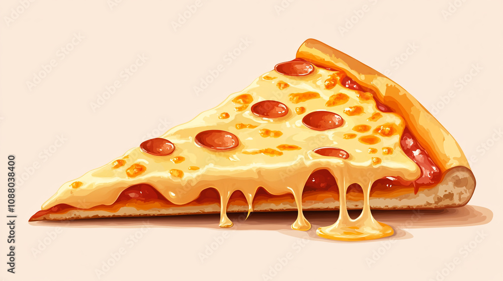illustration vector of a cheesy pizza slice illustration vector of a cheesy pizza slice