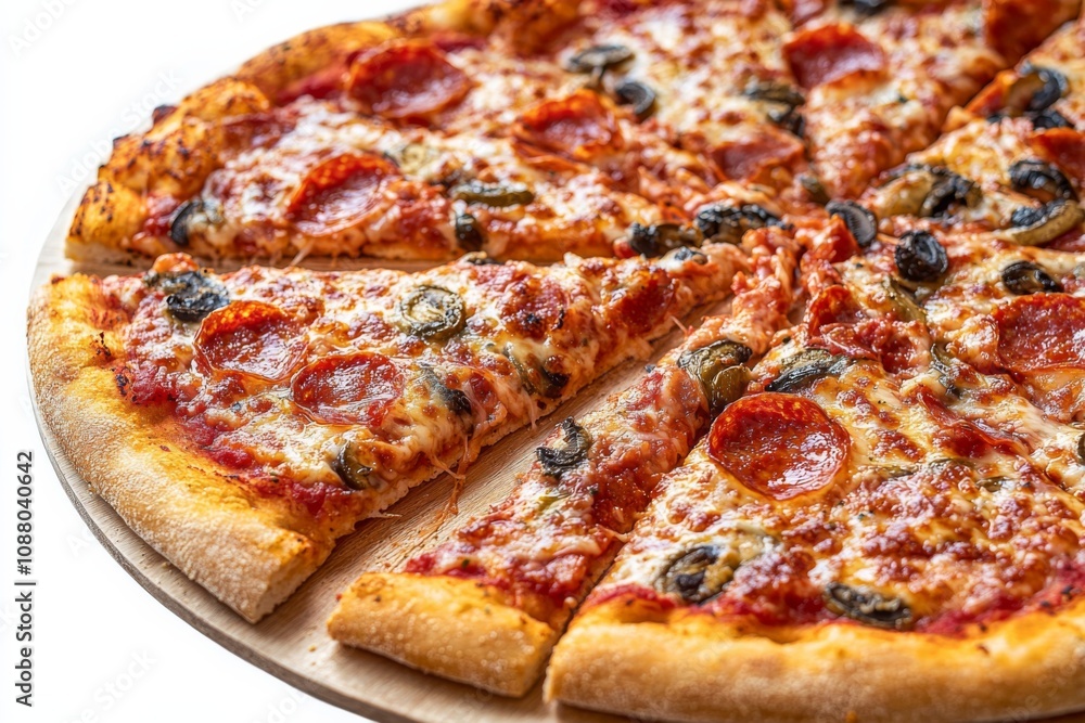 Delicious Pizza on Table Close Up Delicious Pizza on Table Close Up