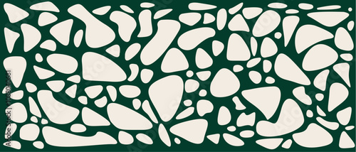 Padrão abstrato mínimo desenhado à mão. Colagem de impressão contemporânea. Modelo elegante para design - verde e bege