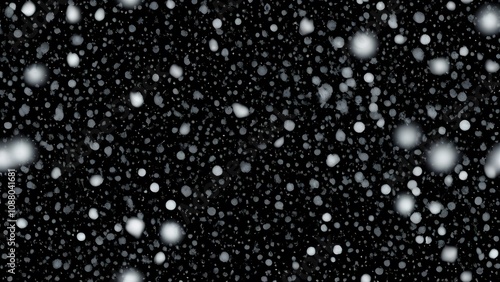 Snow Overlay with Dark Background, Falling Snowflakes, Winter Effect, Abstract Texture, and Frosty Design